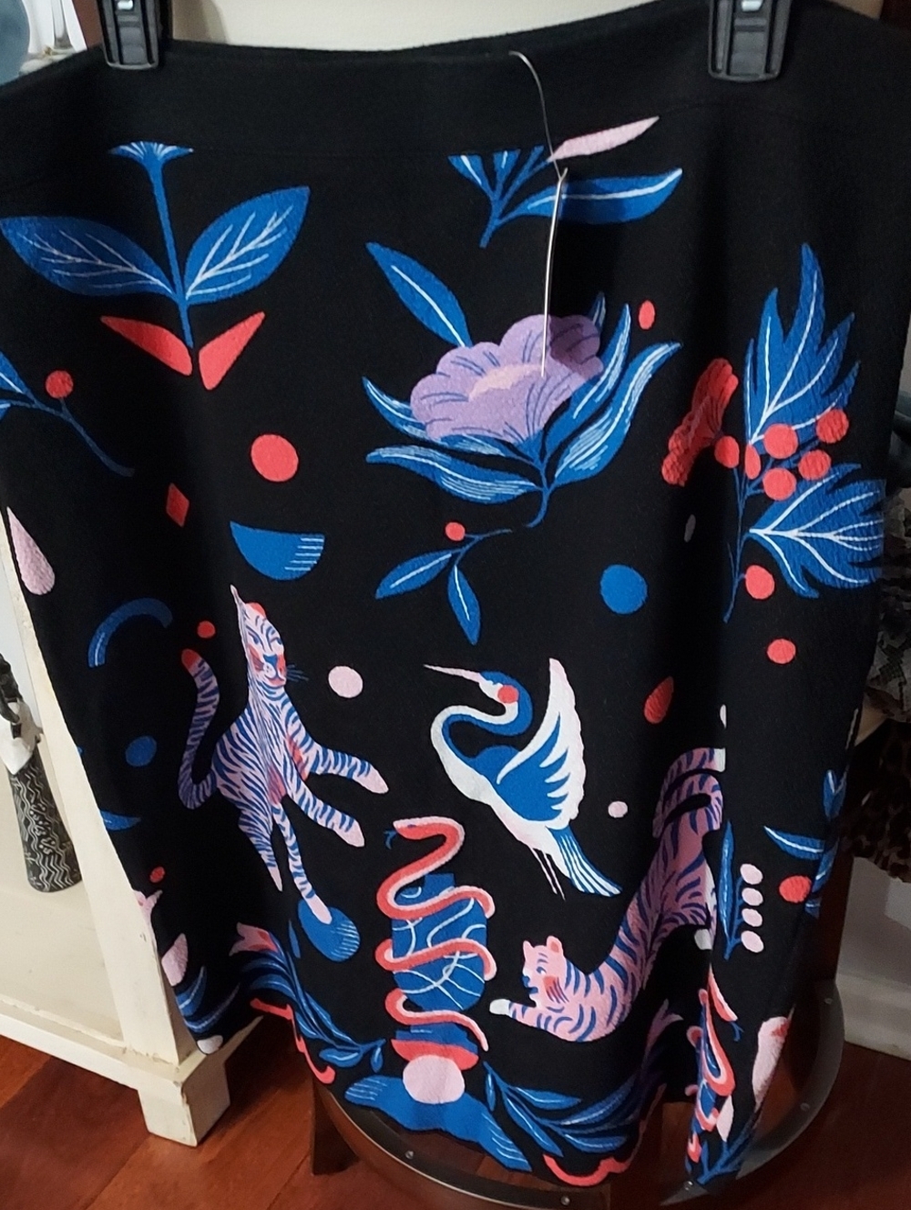 Anthropologie Black with Blue & Red Accent Handheld Tag